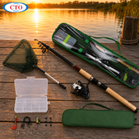 Canne à pêche télescopique en verre CTO fiable de 2,7 m avec moulinet XT3000 et tous les accessoires – Combo canne et moulinet pour bateau et quai