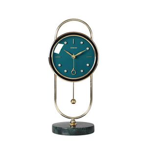 Armen's <b>Table</b> <b>Clock</b> Gold Metal Marble Base Silent Quartz Desk <b>Clock</b> Modern Minimalist Design Geometric Shape - Product Image 5