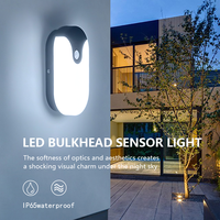 Lampu dinding bulat Modern tahan air luar ruangan dengan Sensor gerak Pir PC lampu sekat Led dudukan Suface