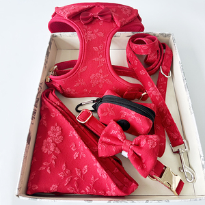 Nouveautés : Collier pour chien rouge réglable et ensemble laisse-harnais respirant de luxe tendance - Product Image 2