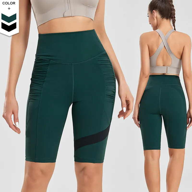Pantalones cortos de motociclista de compresión para mujer, Shorts de Yoga de talla grande para correr, ajustados para entrenamiento