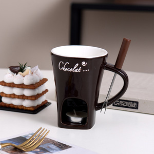 Nuevo Diseño, <span class=keywords><strong>Taza</strong></span> de Cerámica para Fondue de Chocolate de 200 ml con Juego de Tenedores, Impresión <span class=keywords><strong>Personalizada</strong></span> - Product Image 4