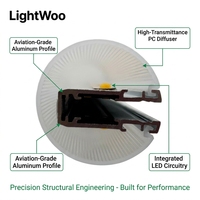 Éclairage linéaire LED de bureau Lightwoo, contrôle intelligent, système de rail magnétique 48V 20mm/5mm, éclairage haut et bas, boutique, showroom