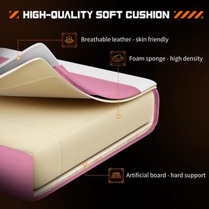 Silla de <span class=keywords><strong>Escritorio</strong></span> Ergonómica <span class=keywords><strong>para</strong></span> Videojuegos, con Soporte Lumbar y Reposapiés, Reclinable de Cuero Rosa con Reposacabezas <span class=keywords><strong>para</strong></span> Chicas y Mujeres - Product Image 5