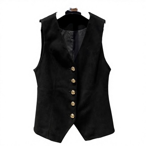 Chaleco de Piel de Oveja Genuina para Mujer, Estilo Estrella de la Moda, Transpirable, con un Solo Botón, Chaqueta de Motocicleta para Primavera/Invierno - Product Image 4