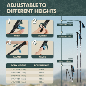 カスタムカーボンアルミニウム北欧折りたたみ式ハイキングポール軽量トレッキングポール男性 & 女性用フォームハンドル付き - Product Image 5