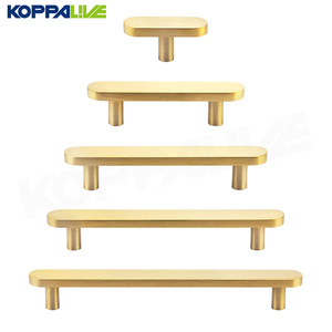 มือจับลิ้นชักตู้เสื้อผ้าสไตล์มินิมอล Koppalive สีทองหรูหรา มือจับและปุ่มตู้ครัว ทองเหลืองขัดเงา - Product Image 5