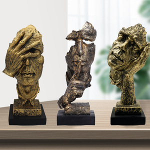 Silencioso es una figura dorada, artesanía abstracta, escultura nórdica creativa, adornos Retro para oficina y sala de estar - Product Image 4