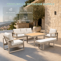 Conjunto de Sofás de Esquina para Patio Exterior de Aluminio, Moderno y Lujoso, Resistente a la Intemperie, con Asientos Profundos, para Jardín, Terraza, Balcón o Porche