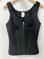 Corset taille gilet avec soutien-gorge extrême Latex noir Jersey Standard adultes tricoté Shapers réduisant les vêtements avec fermeture éclair lavage à la main