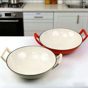 <span class=keywords><strong>Wok</strong></span> de Hierro Fundido Esmaltado de 36 cm, Sartén con Doble Asa, <span class=keywords><strong>Wok</strong></span> Chino Clásico <span class=keywords><strong>para</strong></span> Cocina Casera y Cocina al Estilo Stir-Fry, Superventas - Product Image 1