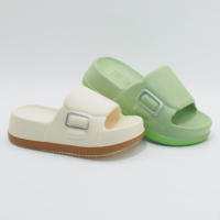 Sandales légères en EVA à bout ouvert pour femmes, antidérapantes, à plateforme, pour salle de bain et extérieur, idéales pour l'été, avec logo en relief