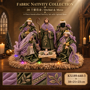 Vente en gros de crèches en résine avec éclairage LED, scènes de la Nativité en tissu, Sainte Famille, <span class=keywords><strong>les</strong></span> Trois <span class=keywords><strong>Mages</strong></span>, décorations de Noël OEM - Product Image 1