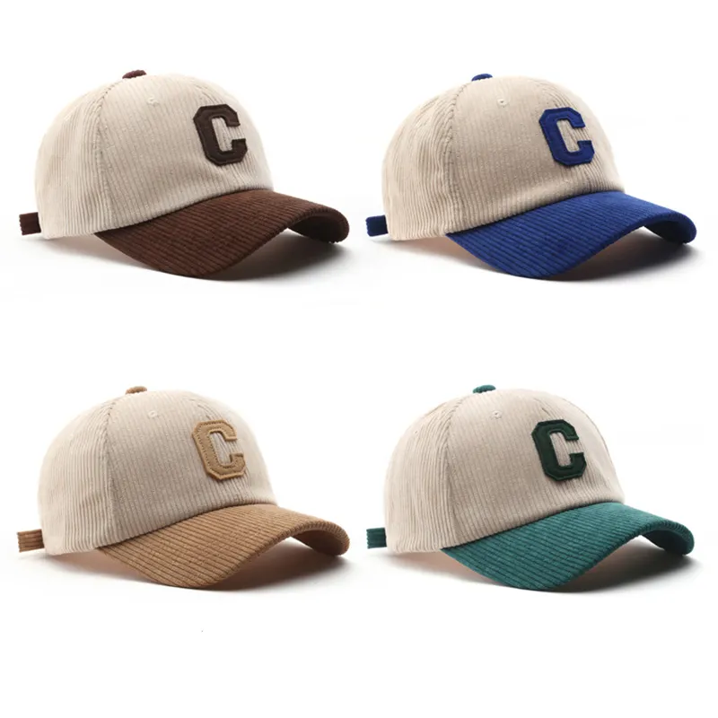 New arrivals unisex letters color block retro vintage two tone baseball cap corduroy fabric