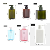 Vente en gros de flacon à pompe carré en plastique PET pour shampoing et lotion 100ml 250ml 450ml Tailles pour savon liquide et lavage des mains