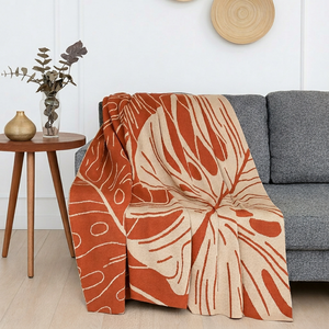 OEM Knitted Jacquard <b>Throw</b> Blanket Manufacturer Custom Organic Cotton TV <b>Throw</b> with Floral & Geometric Patterns - Product Image 1