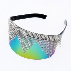 Lunettes de soleil tendance 2020, vente chaude, UV400, surdimensionnées, avec strass, verres monobloc, pour femmes - Product Image 4