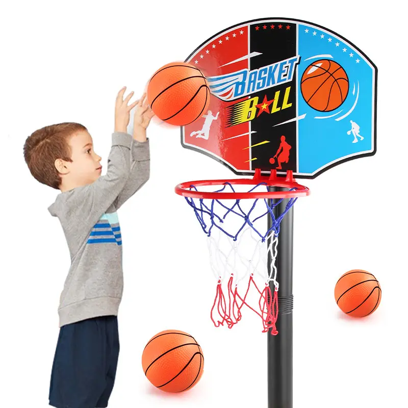 Juego de juguetes de soportes de baloncesto ajustables para niños pequeños, aro de baloncesto para niños para deportes al aire libre, juguetes de ejercicio