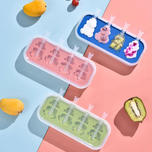 Easy-Release Homemade Eco-Friendly Silicone Ice Pop Bandeja com Tampa Vara Ice Picolé Maker Ice Cream Mold - Product Image 1