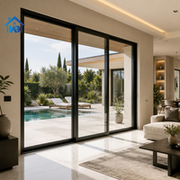 Portes coulissantes doubles en aluminium à rupture de pont thermique, sur mesure, pour patio, à grande visibilité, robustes et au design minimaliste