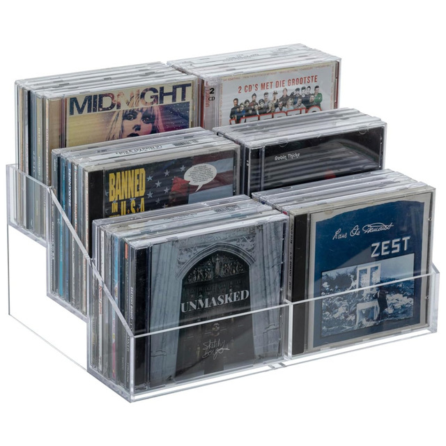 Stepped PMMA CD Disc Storage Rack-Modern Eco-friendly Recyclable Design
