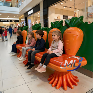 Banco de Fibra de Vidrio con Forma de Zanahoria para Niños, Muebles de Exterior para Niños, Bancos de Zanahoria para Zonas Infantiles en Centros Comerciales - Product Image 3