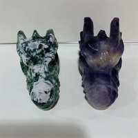 Tête de Dragon en agate sculptée en cristal naturel, tête de Dragon en Fluorite, vente en gros
