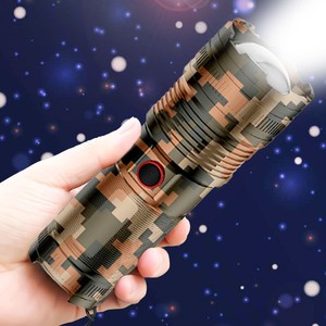 Linterna LED de Alta Potencia para Exteriores, Resistente al Agua, Recargable, de Uso Militar, con Función de Zoom y Láser, Color Plateado - Product Image 2