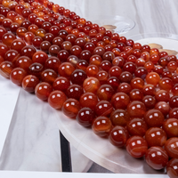 Perles Rondes en Agate Rouge en Gros 6mm 8mm 10mm – Fil de Perles en Agate Naturelle Rayée pour Bracelets, Colliers, Boucles d'Oreilles et Projets DIY