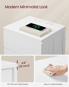 VASAGLE-Mesita <span class=keywords><strong>de</strong></span> noche moderna al por mayor, muebles <span class=keywords><strong>de</strong></span> dormitorio, mesita <span class=keywords><strong>de</strong></span> noche <span class=keywords><strong>de</strong></span> madera inteligente, Set <span class=keywords><strong>de</strong></span> 2 con estación <span class=keywords><strong>de</strong></span> carga <span class=keywords><strong>de</strong></span> enchufes - Product Image 4