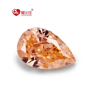 high quality 5a+ the best crushed ice pear cut orange change rose cubic zirconia cz gems