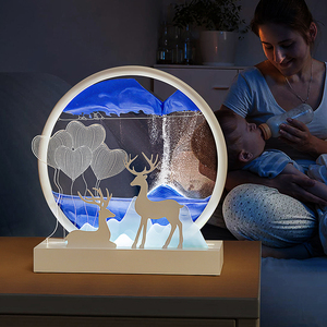 Lámpara LED de Arena Fluida con Diseño de Ciervo, Luz Nocturna Relajante, Decoración de Escritorio, Regalo de Boda, Decoración del Hogar - Product Image 1