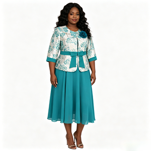 Costumes pour femmes en tissu extensible tissé, doux, à motifs floraux, élégants et raffinés, grande taille, brocart, pour l'église, vente en gros - Product Image 1