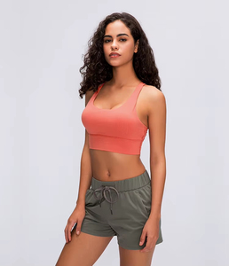 Meilleur vendeur vêtements de sport pour femmes imprimé <span class=keywords><strong>léopard</strong></span> rembourré <span class=keywords><strong>soutien</strong></span>-<span class=keywords><strong>gorge</strong></span> de sport dos croisé Yoga haut court doublure en Spandex Fitness haut court ensemble - Product Image 2