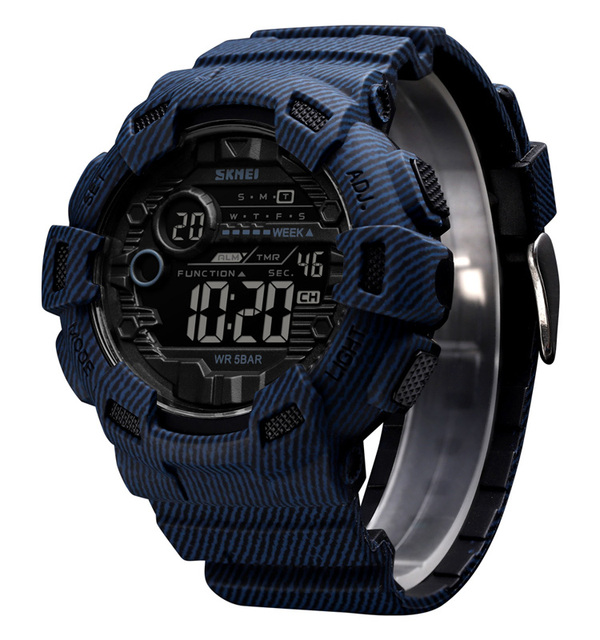 Men's Sport Fashion Digital Watch with Chronograph Stop Watch 51mm Dial Water Resistant 5BAR Plastic Case PU Leather Band