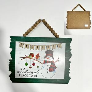 ตุ๊กตาหิมะคริสต์มาสฤดูหนาวแผ่นไม้ MDF แขวนด้านหน้าประตูต้อนรับแผ่นไม้ออกแบบเป็นของขวัญตกแต่งบ้าน - Product Image 5