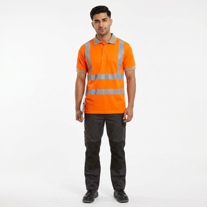 เสื้อยืดสะท้อนแสงสำหรับงานรักษาความปลอดภัย Hi Vest คุณภาพดีที่สุด เสื้อโปโลสะท้อนแสงเพื่อความปลอดภัยสำหรับผู้ชาย - Product Image 1