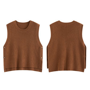 <span class=keywords><strong>Gilet</strong></span> maglione morbido personalizzabile da <span class=keywords><strong>donna</strong></span> autunno e inverno Design di nicchia all'interno e all'esterno indossa <span class=keywords><strong>gilet</strong></span> maglione <span class=keywords><strong>marrone</strong></span> lavorato a maglia Casual - Product Image 5