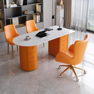Mesa de consulta médica moderna para estética, estomatología y recepción de pacientes, con tablero de roca y escritorio de ordenador para consultas presenciales - Product Image 3