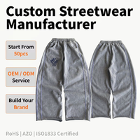 Pantalon droit délavé à l'acide avec broderie, coupe ample et décontractée pour homme, style rétro streetwear avec logo personnalisé
