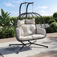 Fauteuil suspendu double en forme d'œuf avec support, chaise balançoire intérieure et extérieure, idéale pour les terrasses, les chambres et les jardins