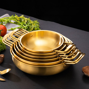Marmite peu profonde en acier inoxydable de style coréen <span class=keywords><strong>pour</strong></span> soupes de fruits de mer, ramen, petits hot pots, nouilles instantanées et homards - Product Image 1