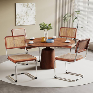 <span class=keywords><strong>Fauteuil</strong></span> rétro classique en porte-à-faux à structure métallique chaise de salle à manger <span class=keywords><strong>vintage</strong></span> en <span class=keywords><strong>rotin</strong></span> avec accoudoirs - Product Image 4