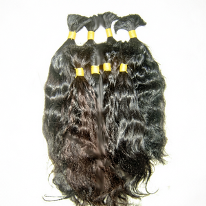Vente directe usine Cheveux Remy 100% vierges indiens en vrac Cheveux humains de qualité Remy Double trame tissée à la machine Style ondulé naturel Toutes les couleurs - Product Image 1