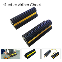 Ensemble de 2 cales de roue d'avion en caoutchouc, noires avec bande jaune, antidérapantes, pour le support au sol et la fixation des pneus d'avion