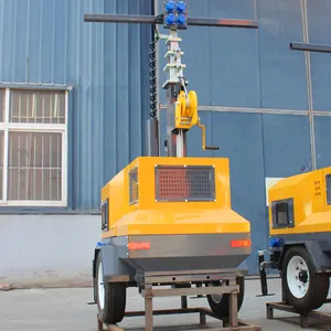 Menara pencahayaan Manual dengan lampu menara Trailer untuk penggunaan pertambangan