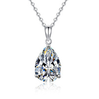 Collier pendentif en moissanite taille marquise 6 carats, plaqué rhodium, argent sterling 925, élégant et pointu