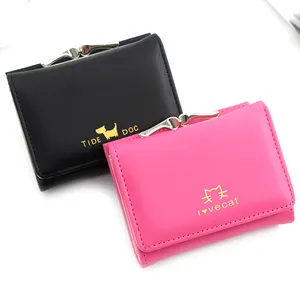 mini three fold small wallets student fashion trendy pouch short lovely clutch for girl