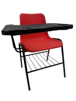 Chaise de bureau robuste avec bureau large et étagère de rangement, siège en plastique PP, structure en acier