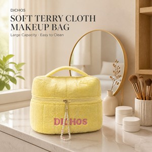 DICHOS for Faux Fur Zipper Closure Fashion Portable Makeup <strong>Case</strong> for Women Travel for Organizer Medium Capacity - Product Image 1